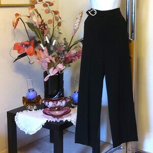 NEW Petite Women's Black High Waisted Pants Wide-Leg Trousers Size 12